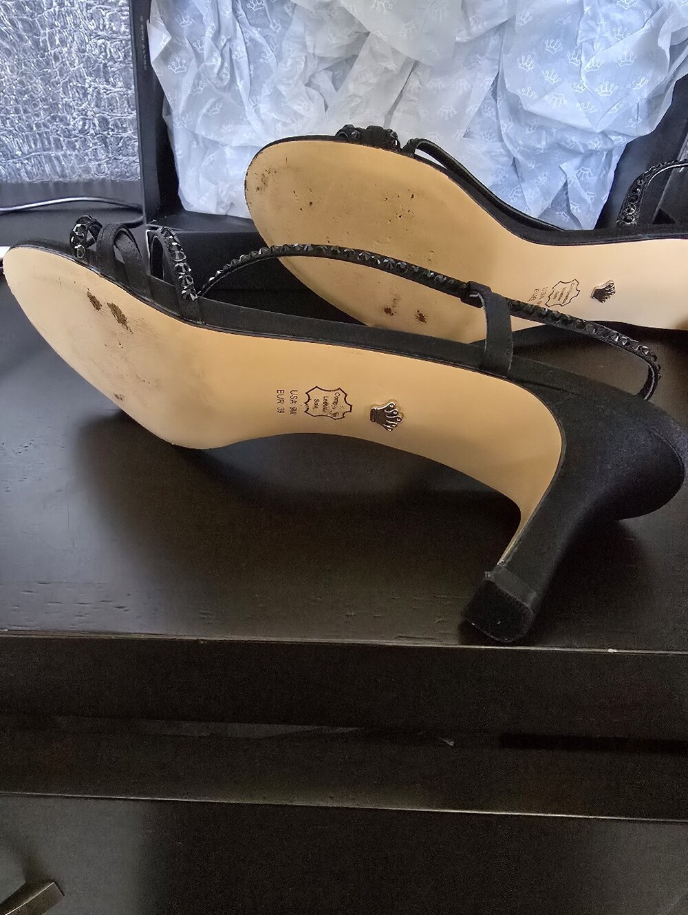 Nina Black Strappy Kitten Heel Sandals - Picture 4 of 4